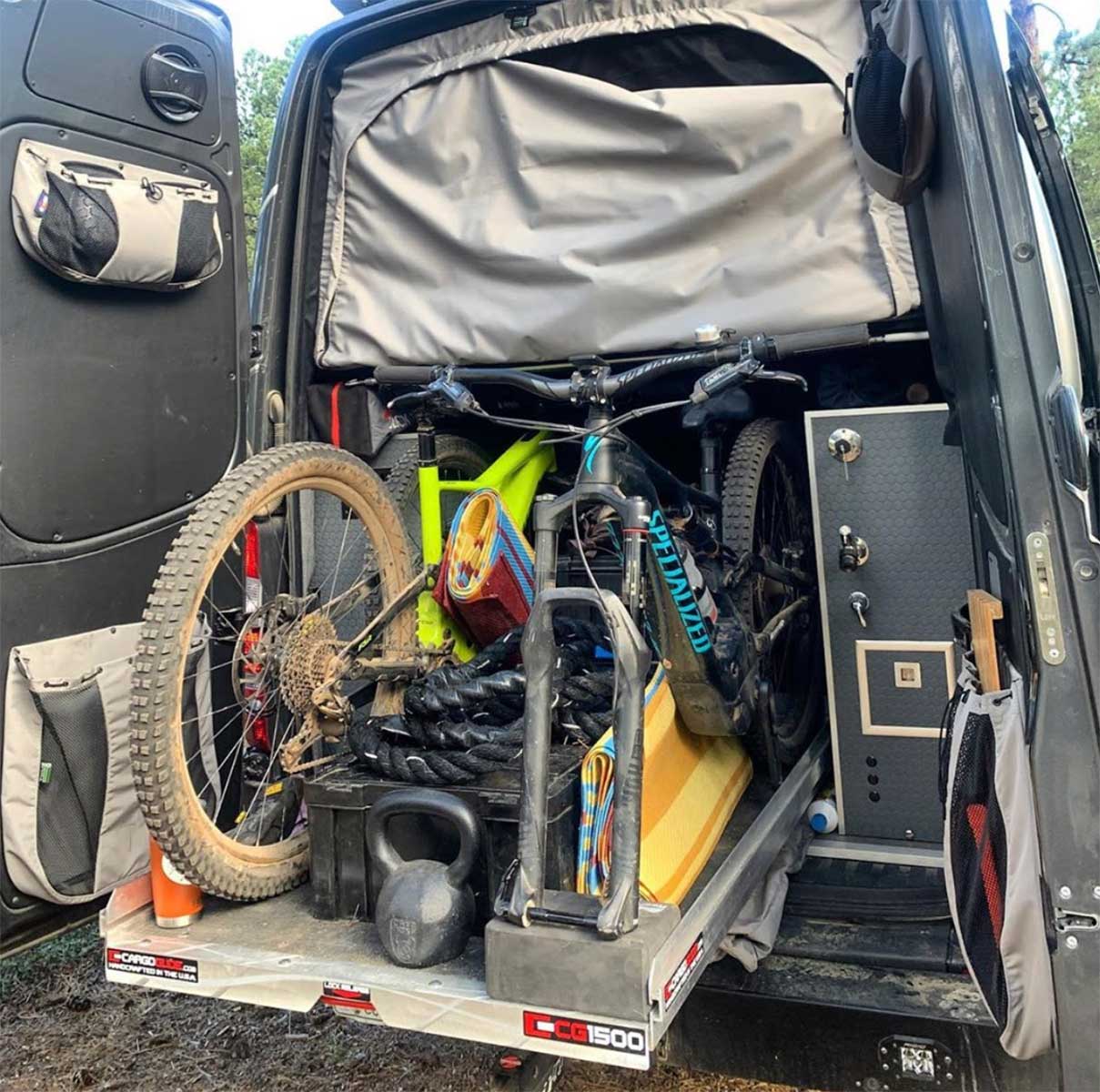 Rear Storage Garage Packed for Mountain Biking