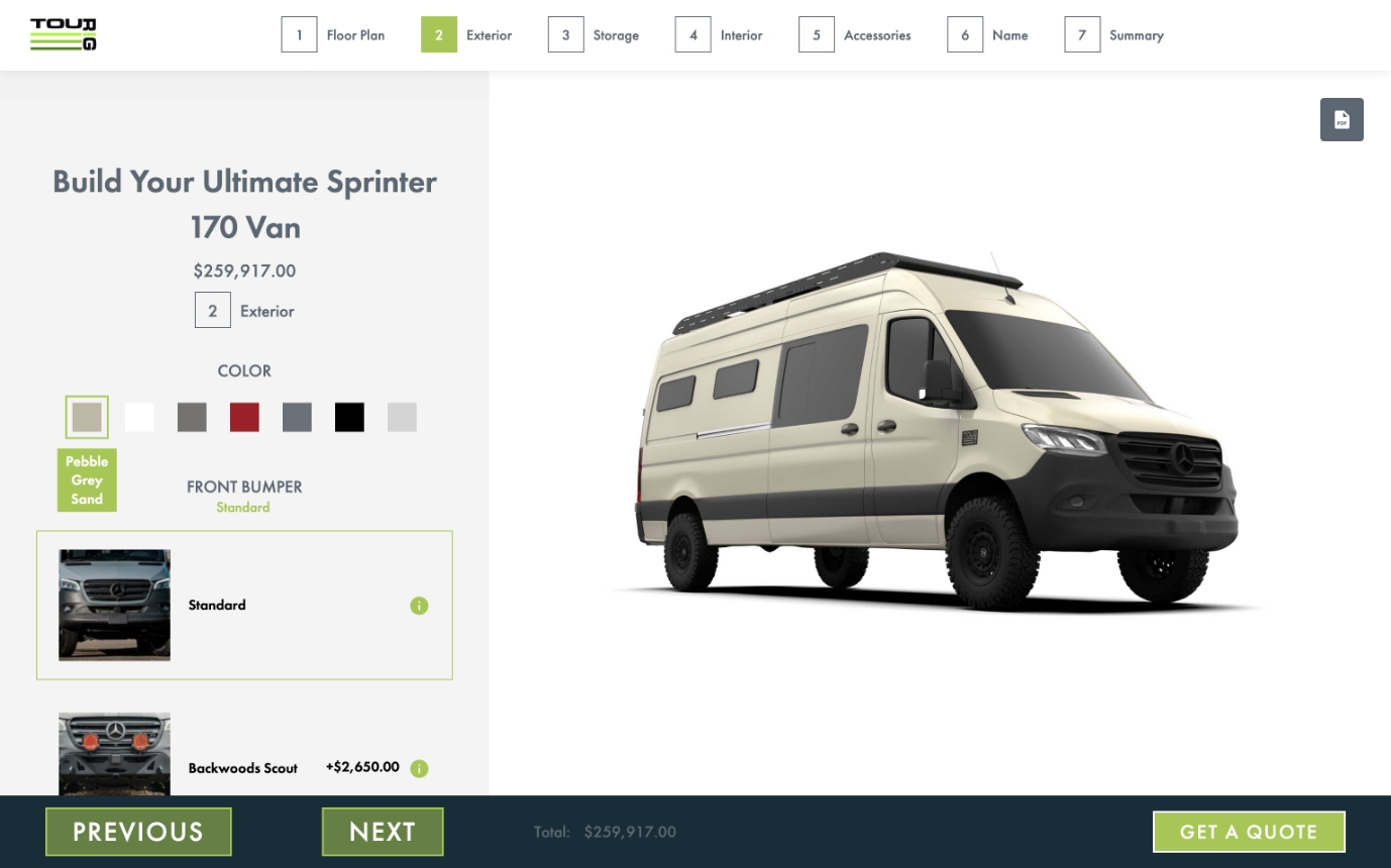 Build your custom Sprinter van with TOURIG