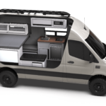 Mercedes-Benz Sprinter 144 Drifter by TOURIG in Pebble Grey with Tool White Cabinets and Walnut Butcher Block Countertops