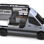 Mercedes-Benz Sprinter 144 Drifter by TOURIG in Silver Grey with Tool White Cabinets and Walnut Butcher Block Countertops