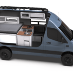 Mercedes-Benz Sprinter 144 Rover by TOURIG in Blue Grey with Tool White Cabinets and Walnut Butcher Block Countertops