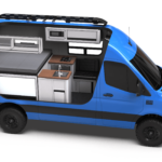 Mercedes-Benz Sprinter 144 Rover by TOURIG in Brilliant Blue with Tool White Cabinets and Walnut Butcher Block Countertops