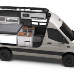 Mercedes-Benz Sprinter 144 Rover by TOURIG in Pebble Grey with Tool White Cabinets and Walnut Butcher Block Countertops