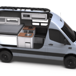 Mercedes-Benz Sprinter 144 Rover by TOURIG in Silver Grey with Tool White Cabinets and Walnut Butcher Block Countertops